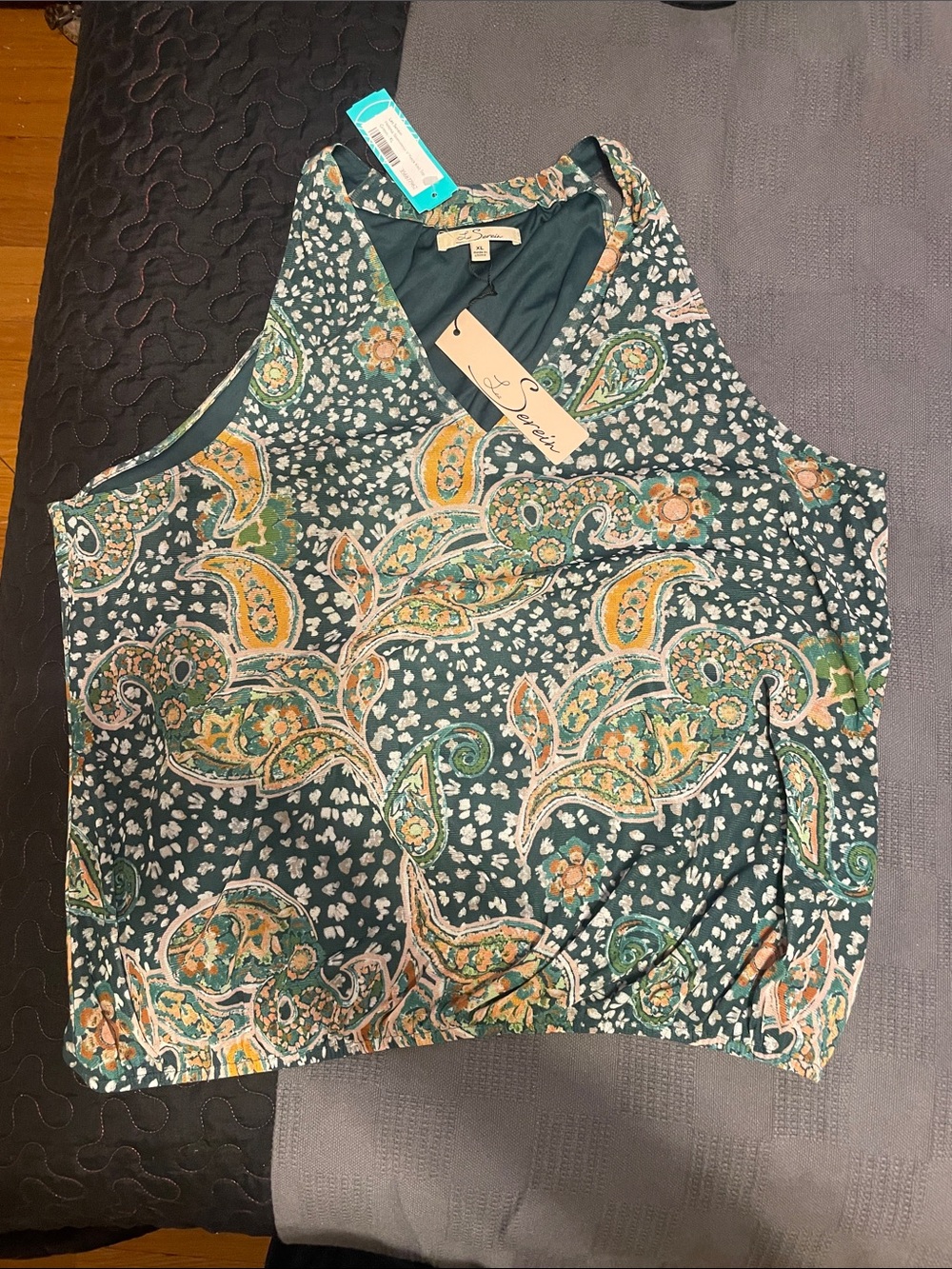 Sleeveless Paisley Print Blouse - Green